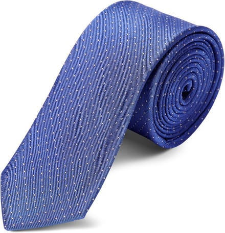 Pastelblauwe 6 cm Brede Zijden Stropdas met Polkadotmotief