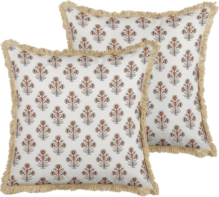 OMORIKA - Sierkussen set van 2 - Lichtbeige - 45 x 45 cm - Katoen