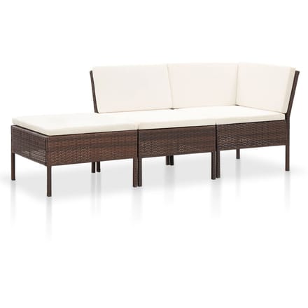 vidaXL - 8-delige - Loungeset - met - kussens - poly - rattan - bruin