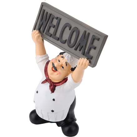 Restaurant Résine Mignon Figurine de Chef Miniature Statue Ornements Panneau de Bienvenue Décor de Table gray