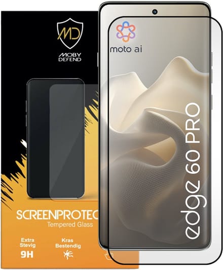 MobyDefend Screenprotector - Geschikt voor Motorola Edge 60 Pro - Screensaver Met Zwarte Randen - Gehard Glas