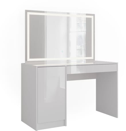 Vicco Sherry Kaptafel met licht – 119.8 cm met LED-spiegel Wit/wit hoogglans