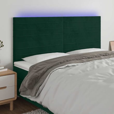 vidaXL - Hoofdbord - LED - 180x5x118/128 - cm - fluweel - donkergroen