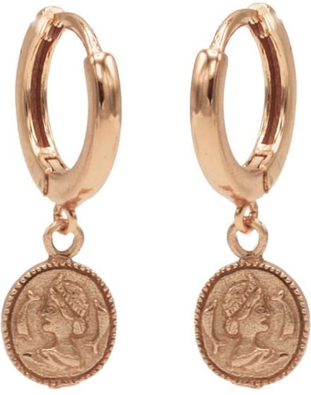 Karma Oorbellen Hinge Hoops Coin Roségoudkleurig