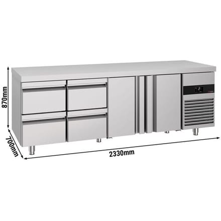 GGM Gastro Kühltisch PREMIUM - 2330x700mm - mit 2 Türen - 4 Schubladen
