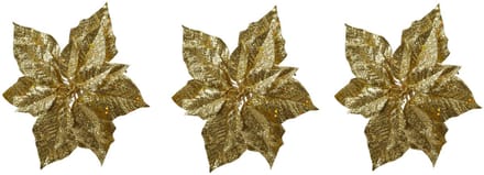 Kerstboomversiering Kerstster - 6x - 23 cm - goud glitter - op clip - ornament - ster