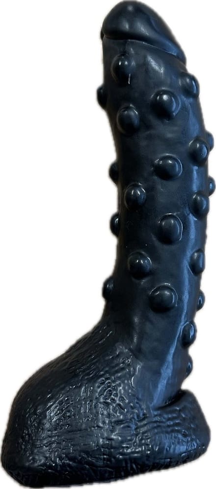Being Fetish - PVC Dildo met Noppen - 23 cm - Zwart