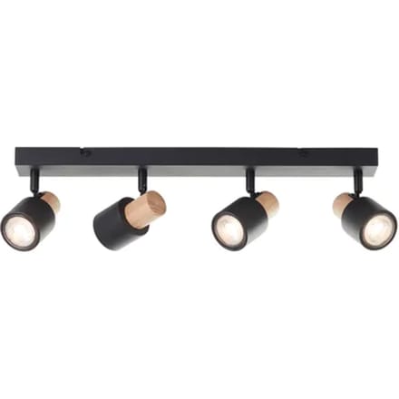 Brilliant Pini - Plafondspotbalk - GU10 max 4x10W - Zwart/Hout