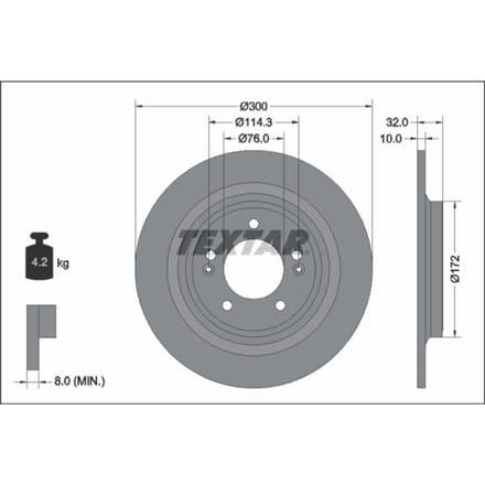 Remschijf TEXTAR 92337203 achter, compleet, 1 stuk