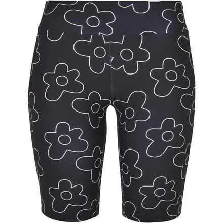 Urban Classics - High Waist All Over Print Tech Korte cycle broek - 5XL - Zwart/Wit
