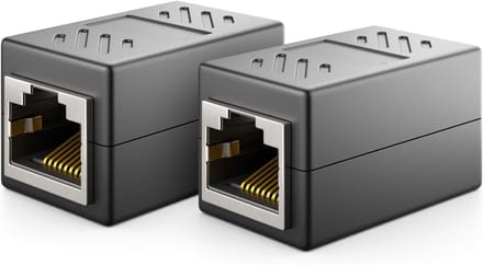 EXCITAT Ethernet-koppeling - Netwerkconnector - Ethernet-kabelverlenger - Vrouwelijk naar vrouwelijk - Zwart - 2 pack