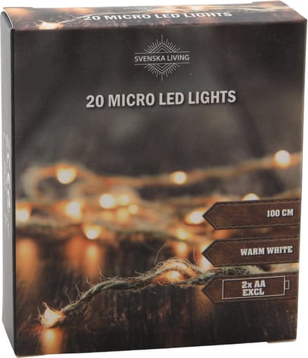 Touwverlichting - 20 leds - sfeerverlichting - op batterij - 100 cm - Kerstverlichting/sfeerverlichting touw