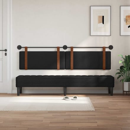 vidaXL - Hangend - hoofdbord - Zwart - Antiek - PU