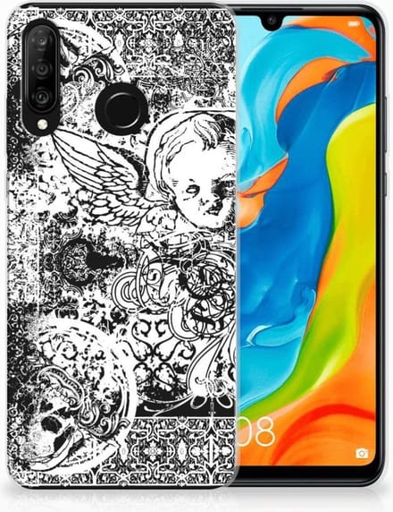 Silicone Back Case Huawei P30 Lite Skulls Angel