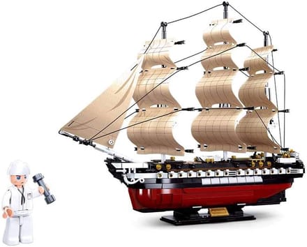 Bouwstenen Fregat - Modelbouw Schip - Creatief Bouwen - 1118 Stuks - 62 x 42.5 cm - Grijs