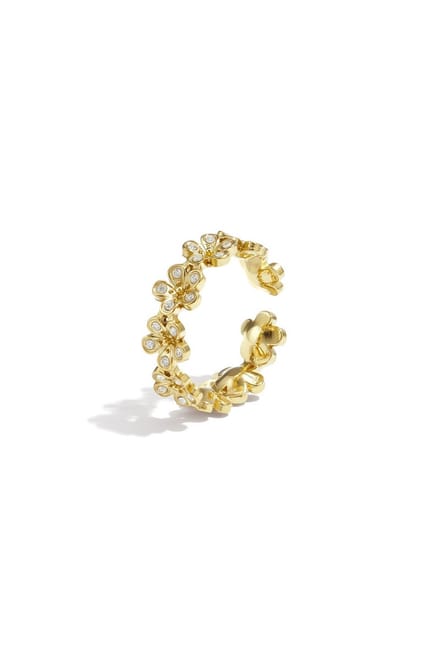 Bijoutheek Ring (Sieraad) Bloemen Steentjes Goudkleurig