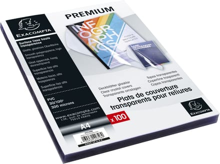 Exacompta Doos 100 transparante PVC kaft 30/100e voor inbinding - A4 - Transparant - 42746E