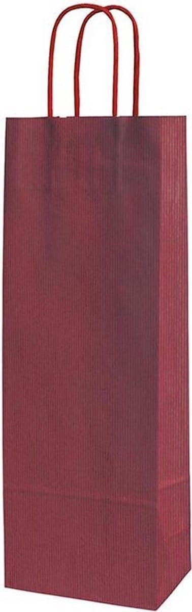 Papieren wijntas - Bordeauxrood - Gestreept papier - 50 Stuks