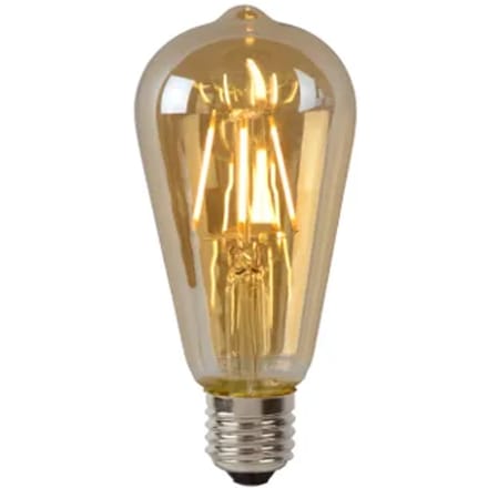 Lucide ST64 - Filament lamp - Ø 6,4 cm - LED Dimbaar - E27 - 1x5W 2700K - Amber