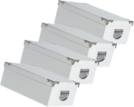 5Five Spullen Opbergdoos box - 4x - wit - 28 x 20 x 11 cm - Karton - Diverse toepassingen - Opslagbox