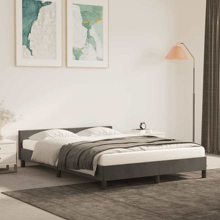 vidaXL - Bedframe - zonder - matras - 140x190 - cm - fluweel - donkergrijs