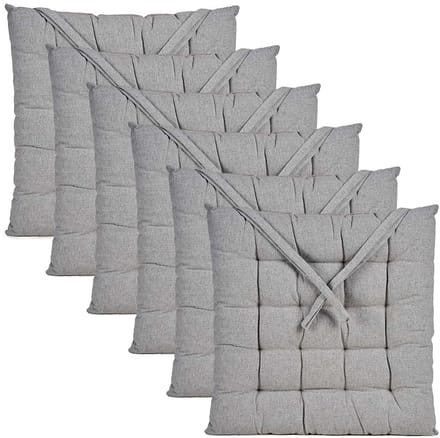 Giftdecor Stoelkussen Decorama - 6x - binnen/buiten - lichtgrijs - 40 x 40 x 5 cm - polyester