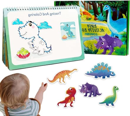 Dinosaurus Boek - Kinder Puzzelboek - Educatief Spel - Interactief Ontwerp - 21x21 cm - Meerdere Kleuren