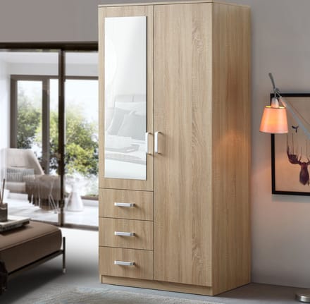 Kledingkast Bodolz 176x80x52 cm met 3 lades Sonoma eiken