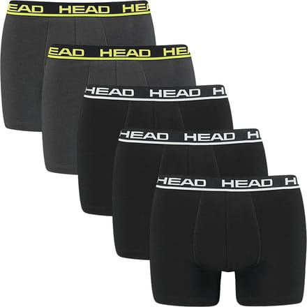 HEAD heren 5P boxers basic zwart & grijs