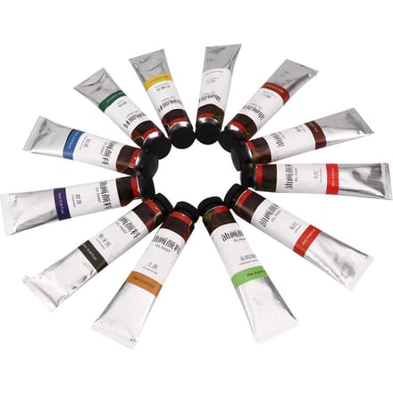 12-Kleur 20ml Olieverf Verftube Set Kunst Teken Pigment Kit voor Beginners black