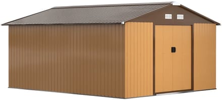 Fietsberging - Fietsenhok - Stalling - Tuinschuur - Huis - Overdekt - Bruin - Scooter - Fiets