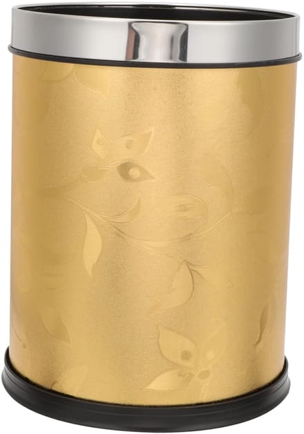 Prullenbak Rond - Keukenbak Afvalbak - Thuis Kantoor - Stevig Dik Frame - 30.5x22.5cm - Goud