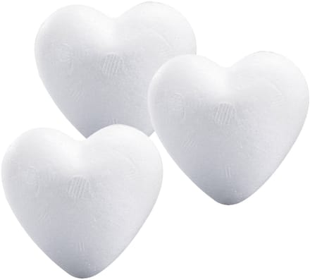 Piepschuim hobby vormen hartje - 3x - wit - van 12 cm - knutselen figuren - zelf decoreren