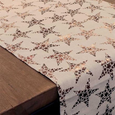 Unique Living | Tafelloper Stars 42x150cm natural/copper