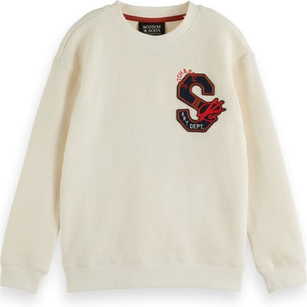 Scotch & Soda Boy Relaxed-fit Waffle Sweatshirt Eggnog Größe: 8 | Strickjacken Outlet | kids