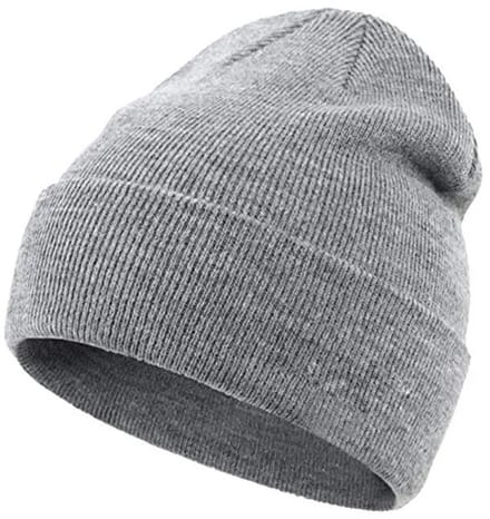 Warme Dames Beanie - Tweelaags - Oprolbare Rand - Lichtgrijs