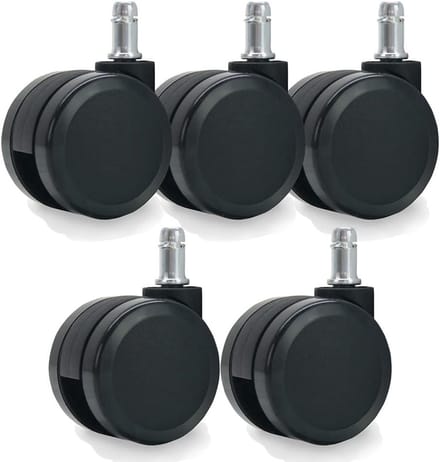 Set van 5 universele stoelwielen - 60 mm, zwart