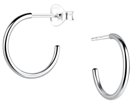 Joy|S - Zilveren oorringen stud - 17 mm basic - vlinder sluiting
