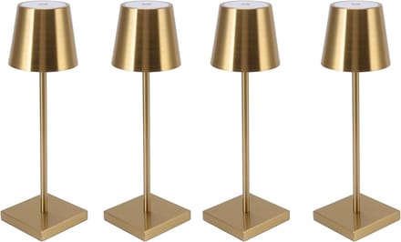4 Stuks - Oplaadbare tafellampen - dimbaar - Goud - aluminium - 2700K - Bureaulamp