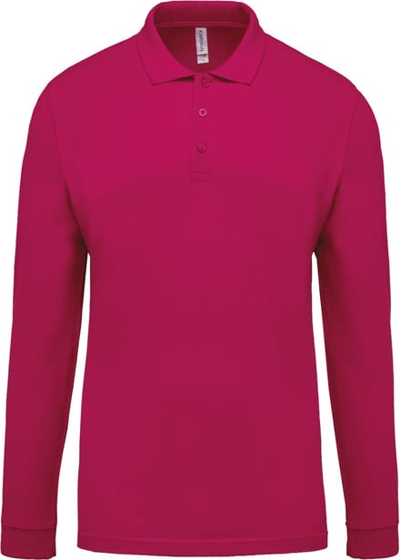 Kariban Piqué-herenpolo lange mouwen K256 - Fuchsia - M