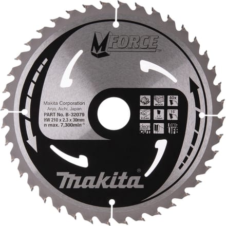 Makita 210 x 30 mm 40-tands Cirkelzaagblad Hout | Mforce - B-32079