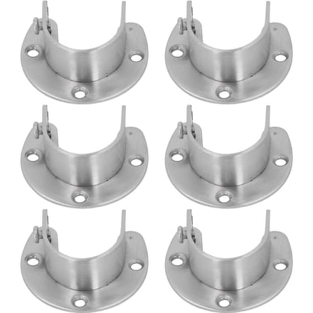 6 Sets 32mm Kledingkastbeugels Roestvrij Staal Zware Uitvoering U-vormige Kaststang Eindondersteuning met