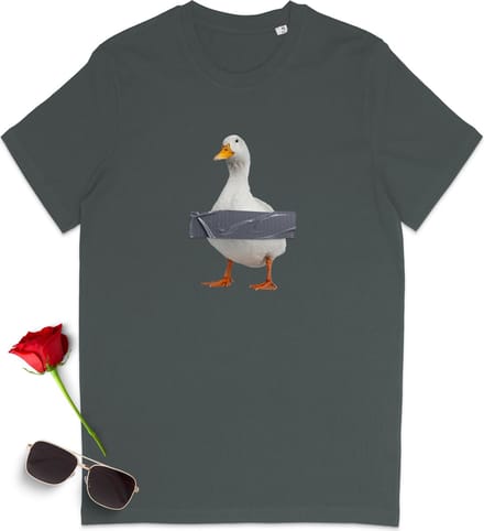 Heren t shirt Eend - Ronde Hals - Grijs - Maat M