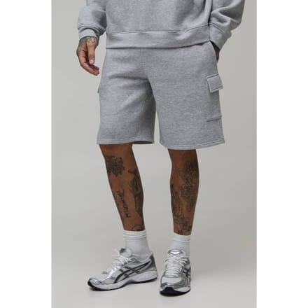 Tall Essential Relaxed Fit Cargo Jersey Short | Grey Marl | Size Small
