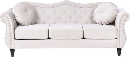 SKIEN - Chesterfield bank 2-zits - Lichtbeige - Fluweel