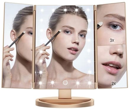 KAD® Hollywood Spiegel met Verlichting - Vanity Mirror - Makeup Spiegel - Goud - 28cm x 18cm x 7cm