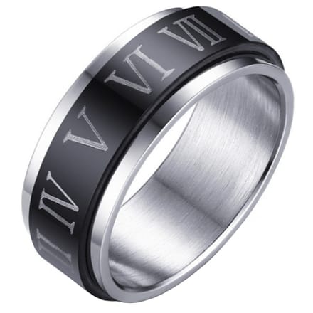 Stalen Spinning ring met Romeinse Cijfers-20mm