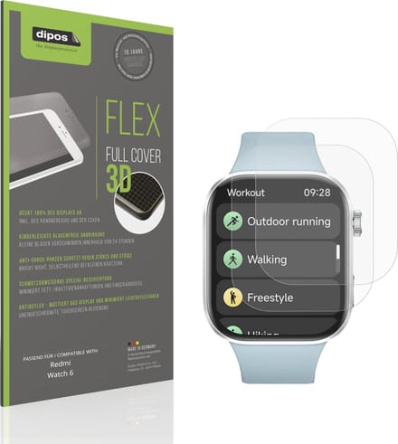 dipos FLEX – 2x Matte Screenprotector geschikt voor Redmi Watch 6 | Volledige Schermbescherming | Case-Friendly