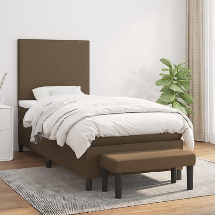 vidaXL - Boxspring - met - matras - stof - donkerbruin - 90x200 - cm