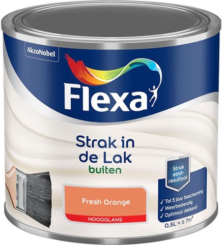 Flexa - Strak In De Lak Buitenlak Hoogglans - Fresh Orange - Mengverf - 500 Ml